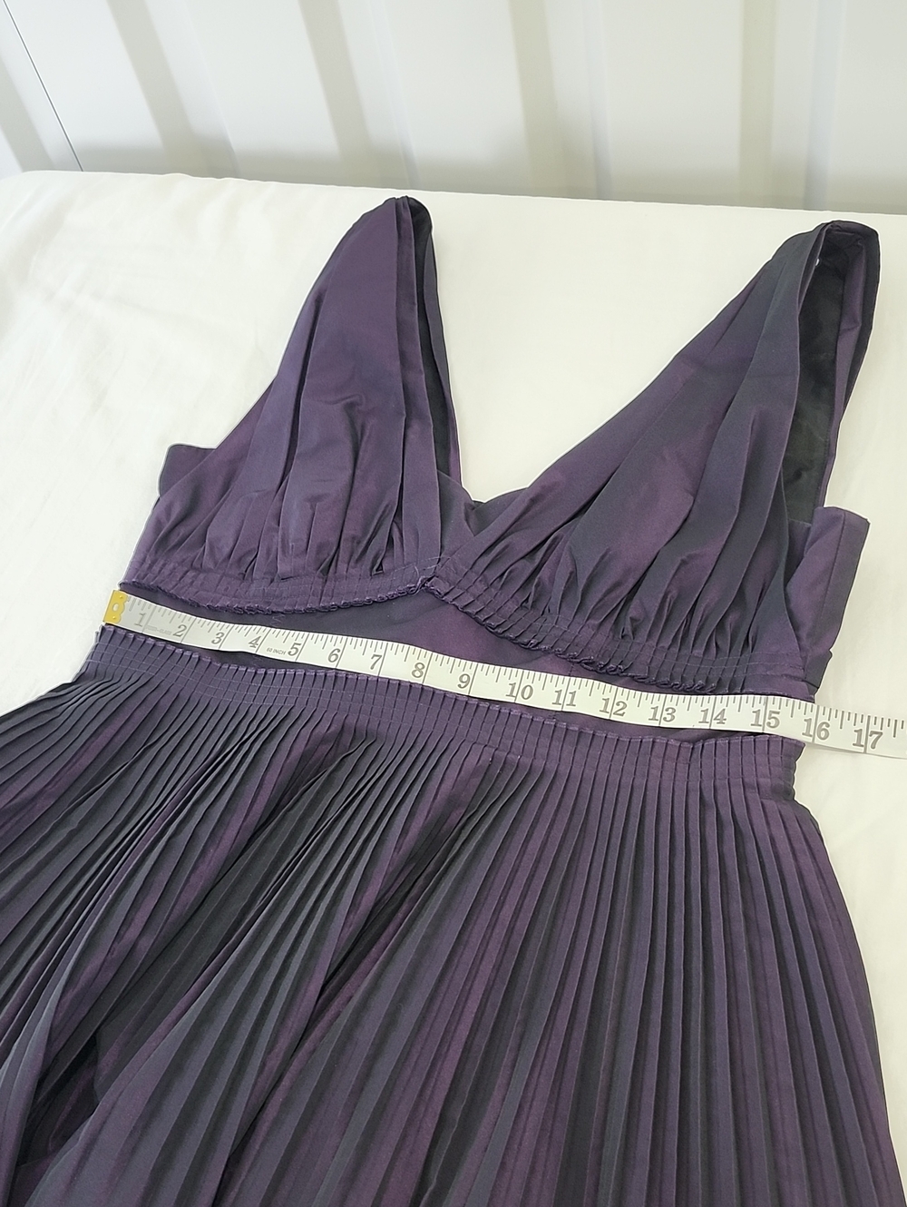 BCBGeneration Womens Poly Taffeta Iridescent Purple Pleated Short Dress Size 12 - Picture 10 of 11